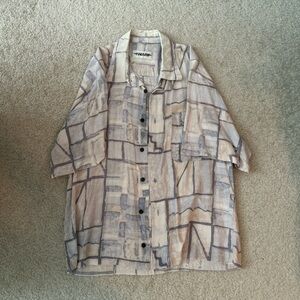 Men's Abstract Pattern Jacket - Cream and Gray